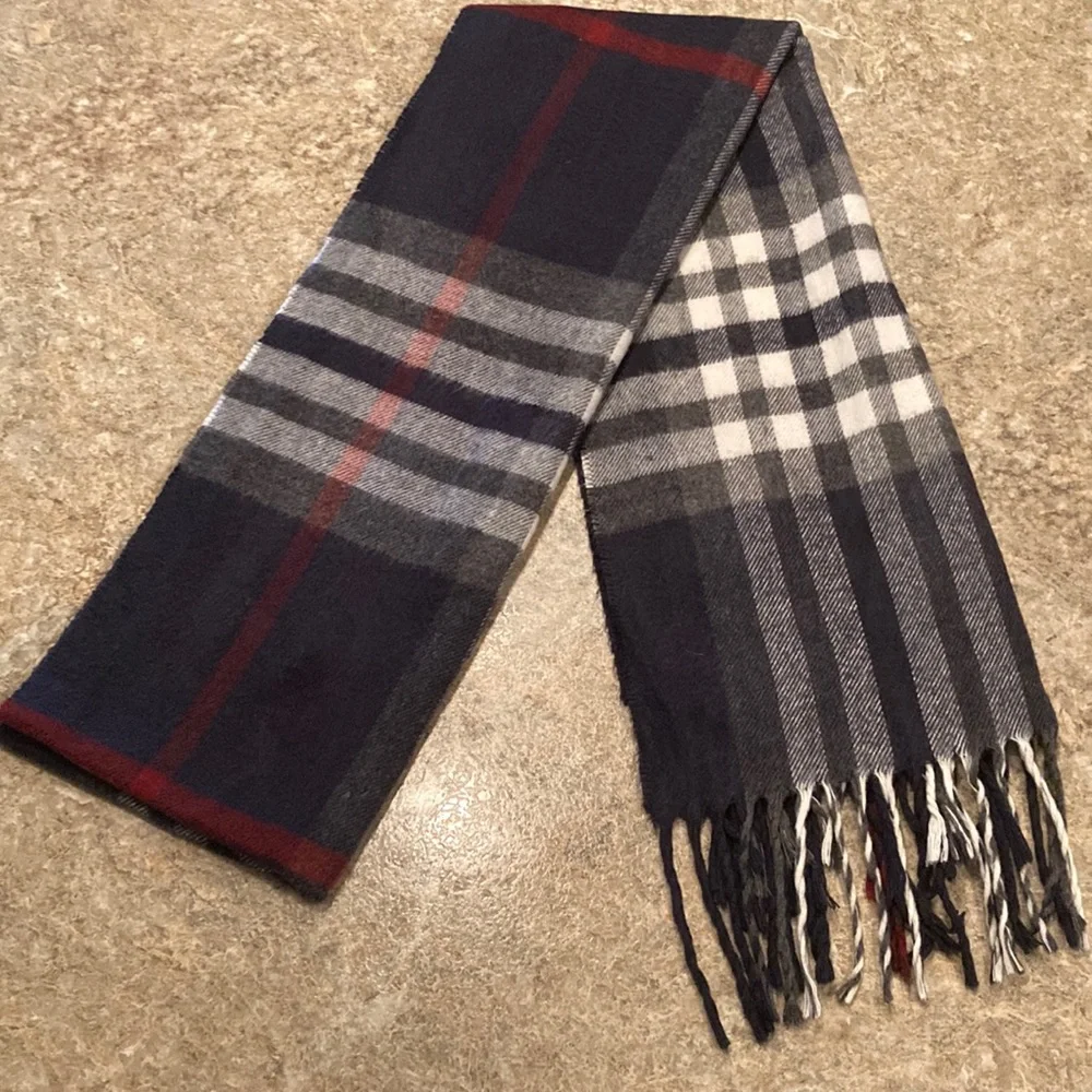 Casmink Blue Plaid Men’s Scarf